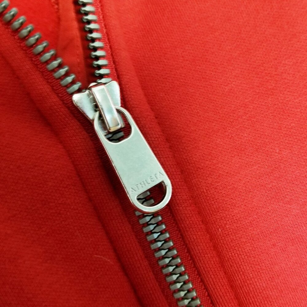 ATHLETA On My Way Triumph Hoodie Jacket Women’s M Red Rust Lantern Sleeve $139 - Picture 13 of 16
